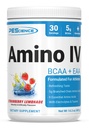PEScience Amino IV BCAA & EAA Pulver, essentielle Aminosäuren, Taurine, Elektrolyte für Hydration und Muskelrückgewinnung, Zucker frei für Männer und Frauen, Post Workout - Erdbeer-Lemonade, 30 Servietten