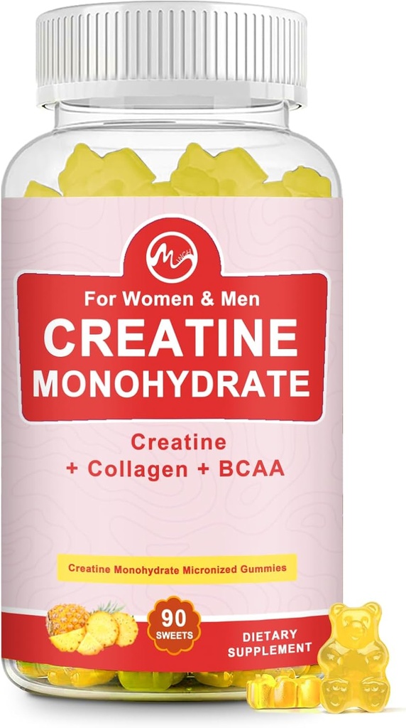 Gummy monohydraté créatine pour les femmes et les hommes, Suppléments créatine, sans sucre, à croquer, pour le soutien musculaire