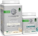 Sunwarrior Vegan Protein Pulver USDA Organic | 20 Servieren Kuchen Batter Flavored & Creatine Monohydrat Pulver | 60 Servierungen Unflavored