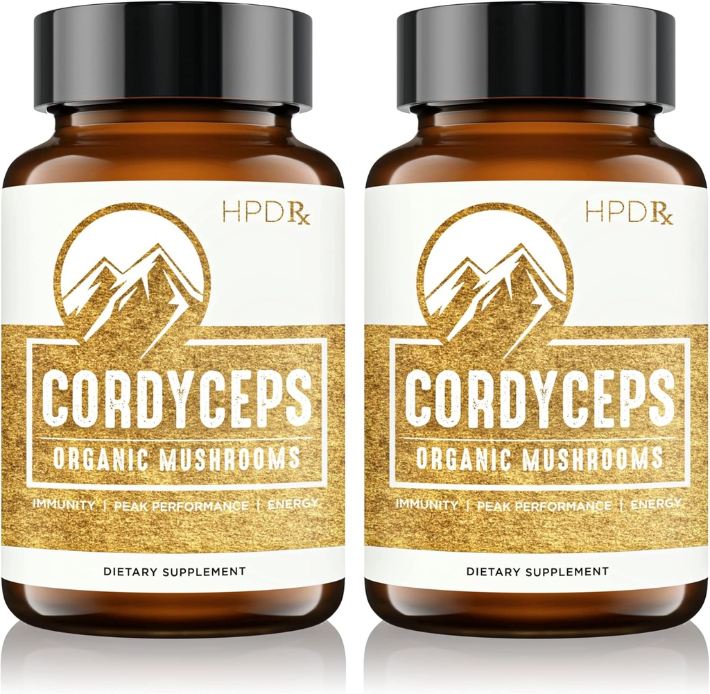 HPD Rx Premium Organic Cordyceps Extrait de champignons Supplément de performance pour l'énergie, l'endurance et l'immunité