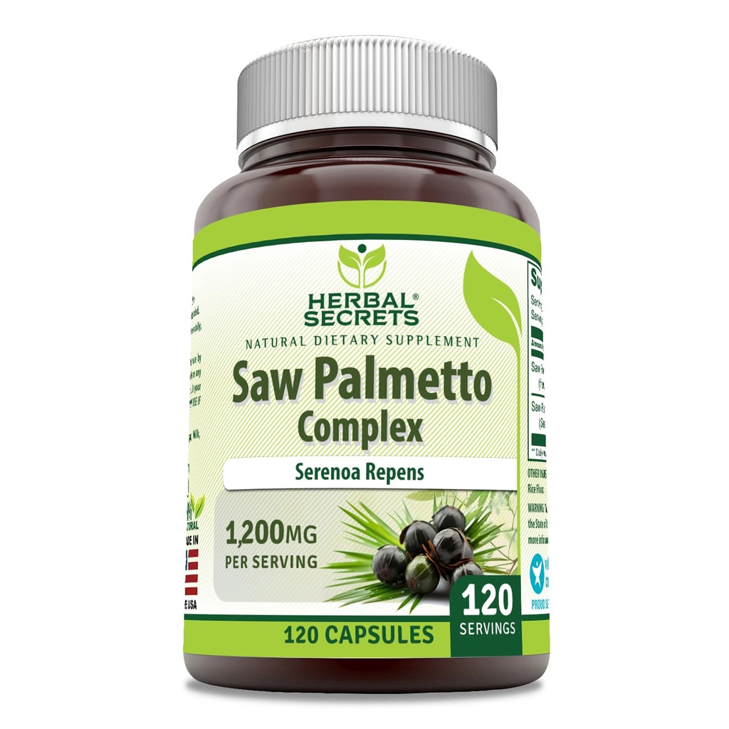 Herbal Secrets Saw Palmetto Complex Supplement | 1200 Mg | 120 Kapseln | Non-GMO | Gluten Free | Made in USA