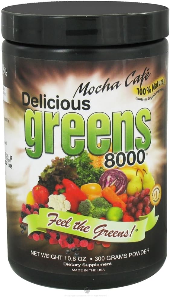 Köstliche Grüne 8000 Green Food Supplement, Mocha Cafe, 10.6 Unze