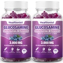 2 Packs 3000mg Glucosamin Chondroitin Gummis mit MSM & Elderberry - Extra Strength Joint Health, Flexibilität, Antioxidant Immun Support Supplement Gummy für Erwachsene, Männer & Frauen 120 Cts