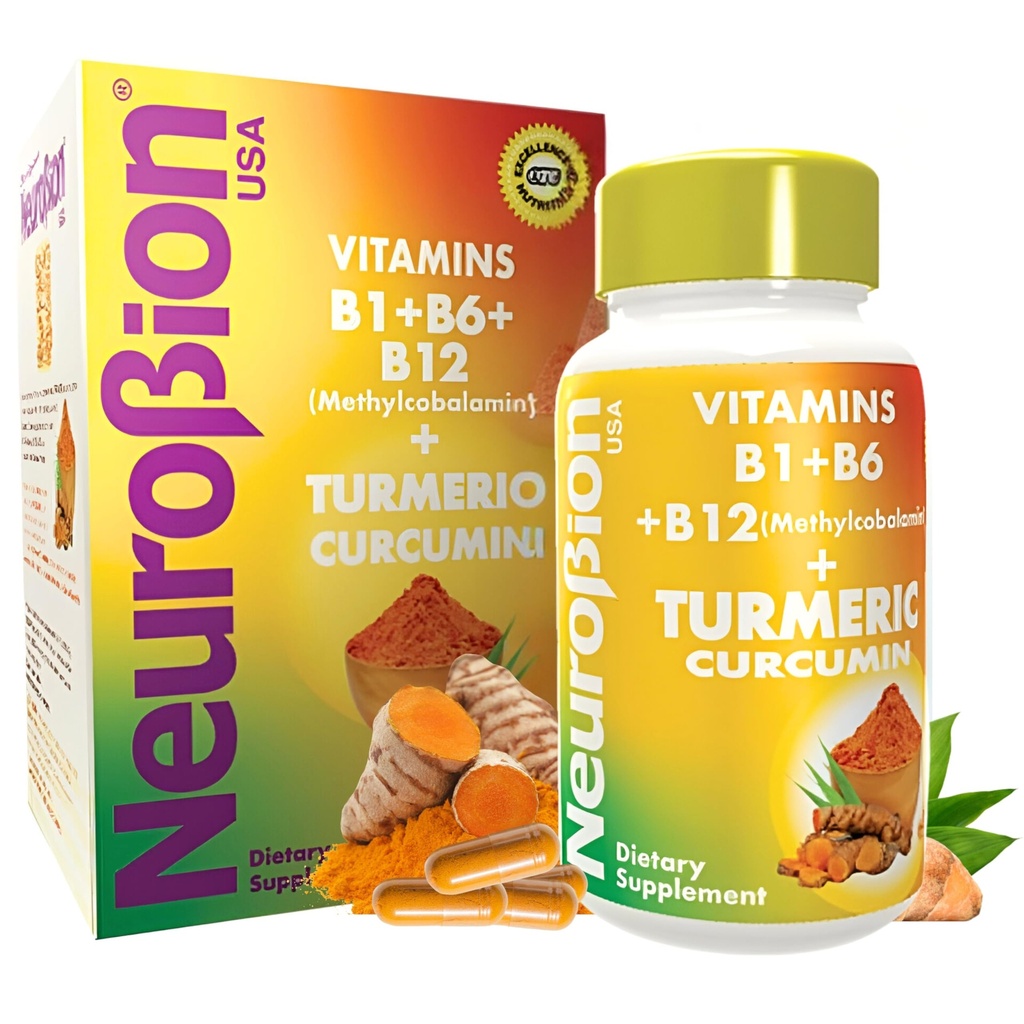 Neurobion Curcumin curcuma 650 mg supplément à base de plantes pour le soutien antioxydant, supplément curcuma ultra-potent à haute absorption complexe multivitamines avec B12, 40 capsules