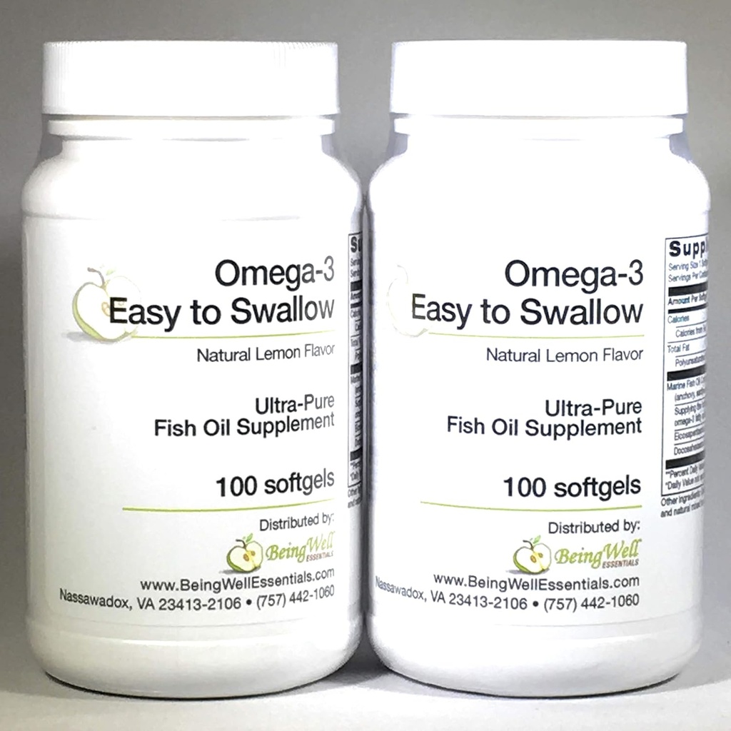 Omega-3 'Easy to Swallow' Ultra-pure Fischöl-Ergänzung Natürliche Zitronen-Flaschen 200 Softgels von Omega 3 einfach zu schwalben