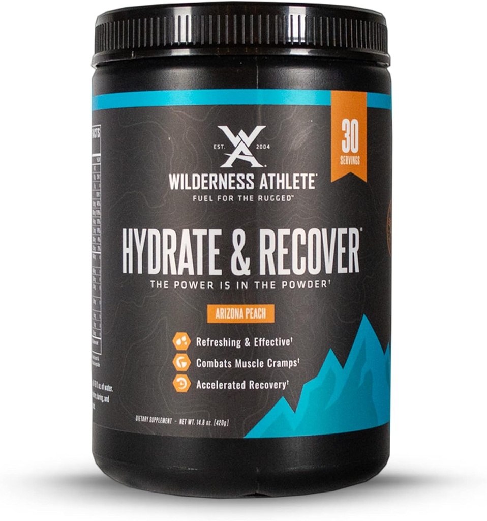 Wilderness Athlete - Hydrate & Recover | Flüssige Hydration Pulver Elektrolyt trinken Mix - Recover Faster mit Bcaas - Hydrate Pulver mit 1000mg Vitamin C - 30 Servierwanne (Arizona Peach)