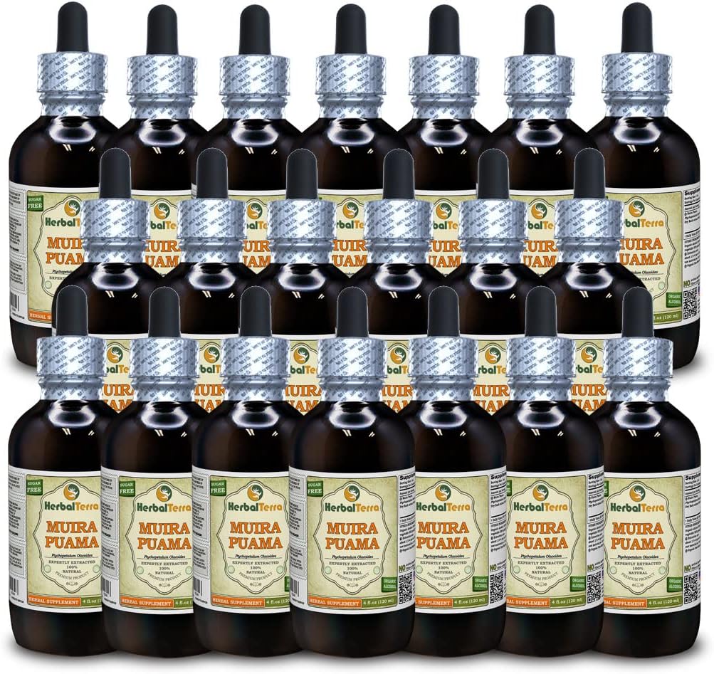 Muira Puama (Ptychopetalum Olacoides) Tinktur, Organic Liquid Extract (Markenname: HerbalTerra, Proudly Made in USA) 20x4 fl.oz (20x120 ml)