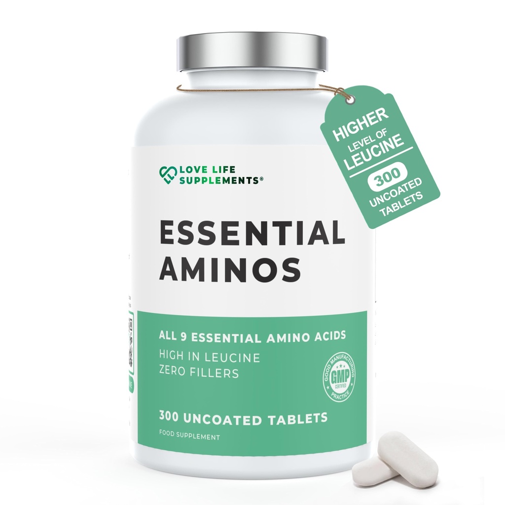 essentielle Aminosäuren - 300 einfach zu schlucken Tablets / 60 Servierungen - Alle 9 EAA Aminosäuren mit allen 3 BCAA Plus 6 Mehr EAAs zu bauen und zu reparieren Muskel, 5-10g pro Servieren, hoch in Leucine und Vegan
