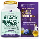 PurePremium Black Seed Oil 500mg - Organische Nigella Sativa Samen, kalt gepresste schwarze Cumin Öl Extrakt - Haar/Skin Ergänzung für Männer / Frauen Packung von 90 Kapseln