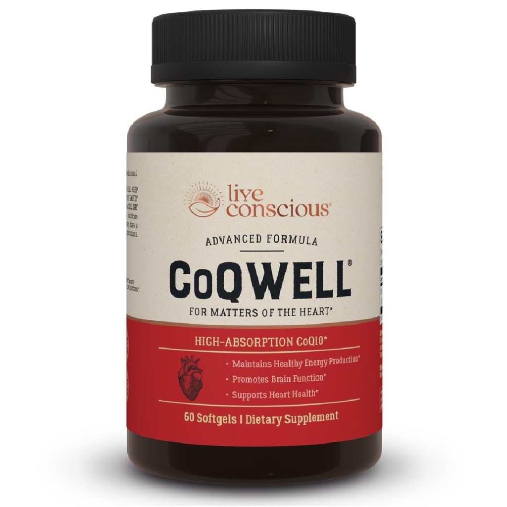 CoQWell - CoQ10 Soutien de santé cardiaque, cérébrale et vasculaire, Coenzyme Q10 Ubiquinone - 60 Softgels - 60 jours d'approvisionnement