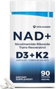 Supplément contre l'Aging Energy NAD – NMN Alternative avec Nicotinamide Riboside 1000mg, Trans-Resvératrol 300mg, Vitamine D3 4000 UI et K2 110 mcg MK7 – Végétarien 60 Capsules, 1300mg