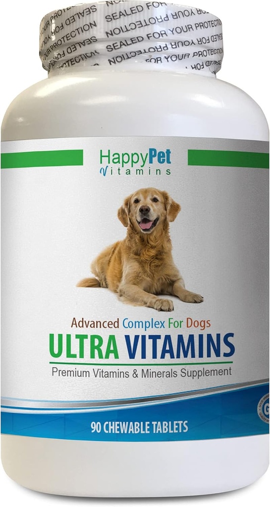 Suppléments nutritifs pour chiens - Ultravitamines et minéraux pour chiens - Meilleure santé pour chiens - Treats naturels - NUTRIENTS essentiels - Complexe de vitamine b pour chiens - 1 bouteille (90 traites)