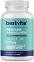 BESTVITE Advanced Ashwagandha 120mg w/Shoden (120 vegetarische Kapseln) - Klinisch untersuchte Enthaltende Industrie Leading 35% Withanolide Glycoside - No Stearates - Vegan - Non GMO - Gluten Free