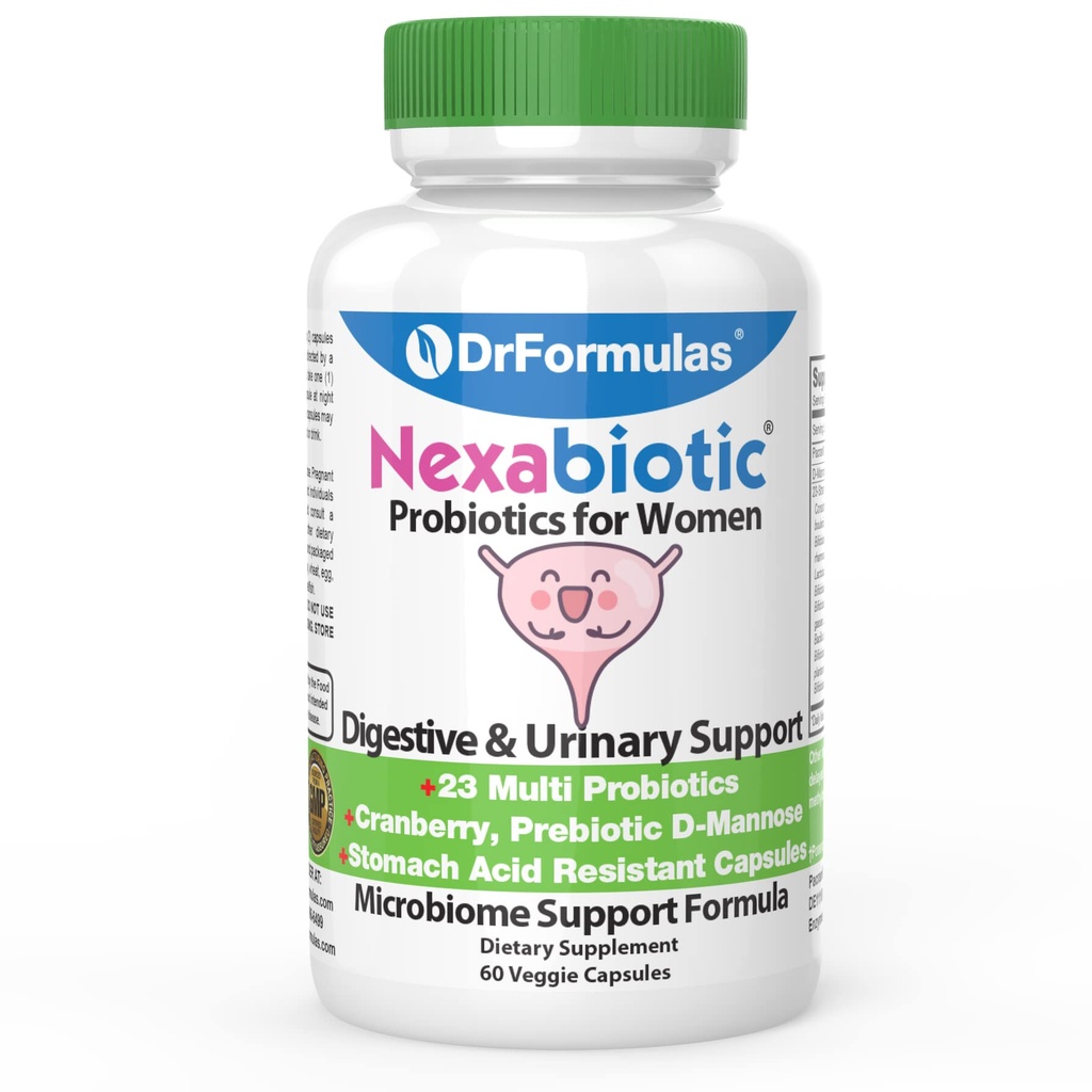 DrFormulas Cranberry Probiotics pour les femmes Vaginal Health & Urinary Tract avec Fibre Prébiotique & D Mannose.