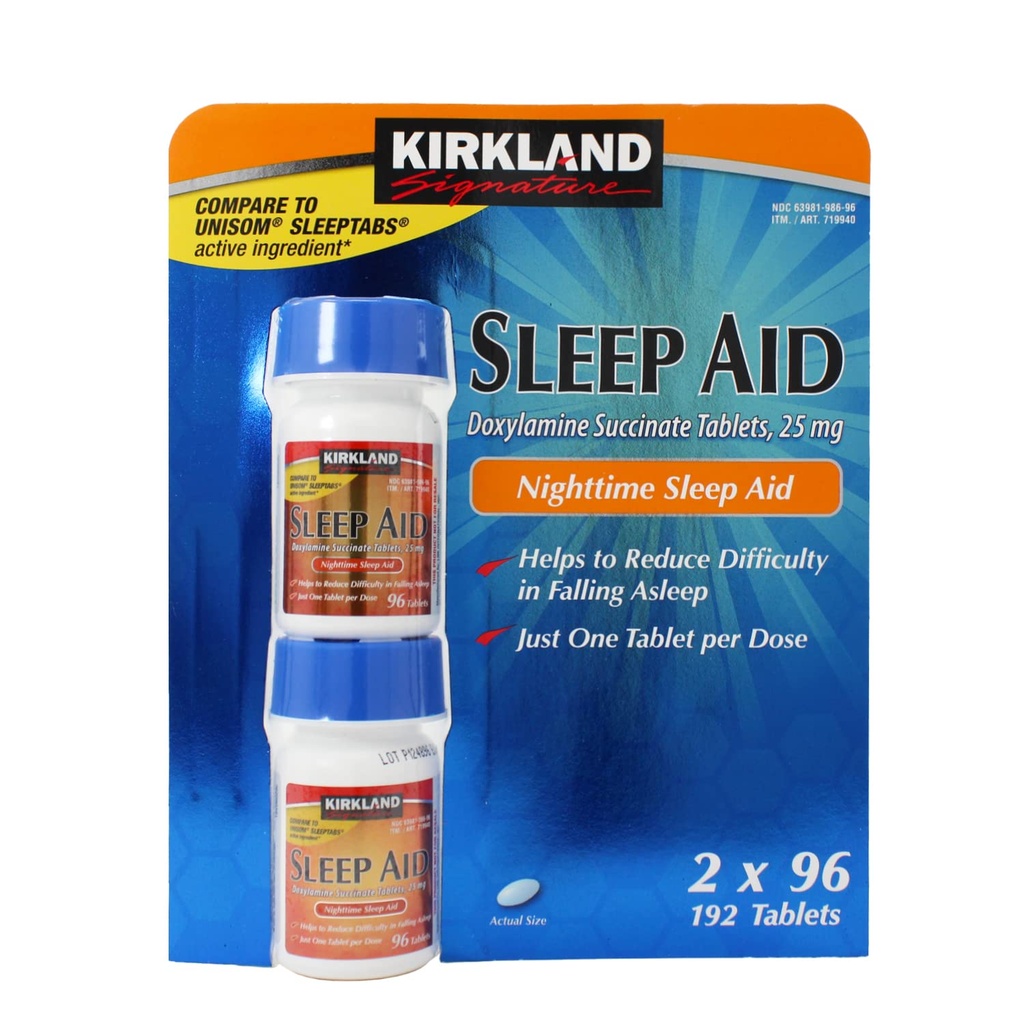 Kirkland Signature aide au sommeil Doxylamine Succinate 25 Mg, 192-Count (paquet de 3)