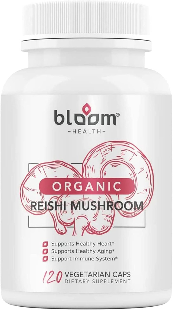 Reishi Mushroom Capsules, Organic Ganoderma Lucidum für Immununterstützung, Cardio Health and Energy – Glutenfrei, Non-GMO, Vegan-Friendly 1000mg Reishi Pilzextrakt (120 Kapseln)