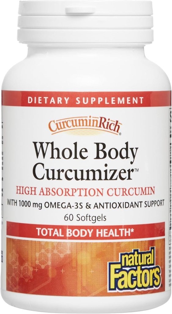 CurcuminRich Ganzkörper Curcumizer von natürlichen Faktoren, unterstützt ein gesundes Herz, Gelenke, Gehirn und Entzündungsreaktion mit Omega-3 EPA und DHA, 60 Softgels (30 Portionen)