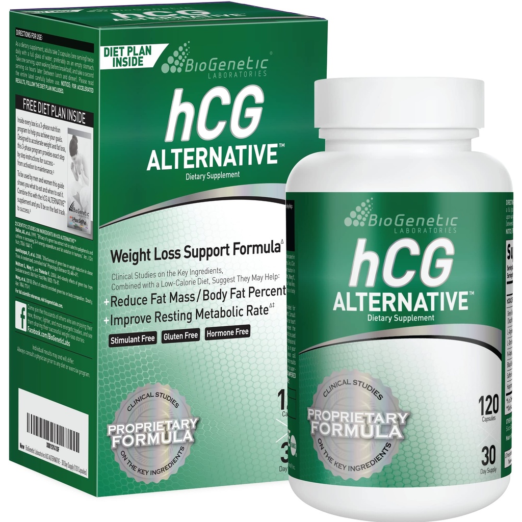 Biogenetische Laboratories hCG Alternative - Weight Loss Pills und Fat Burner für Männer und Frauen - Boosts Metabolism unterstützt gesunde Ernährung - Alternative Formel - 30-Day Supply (120 Kapseln pro Flasche)