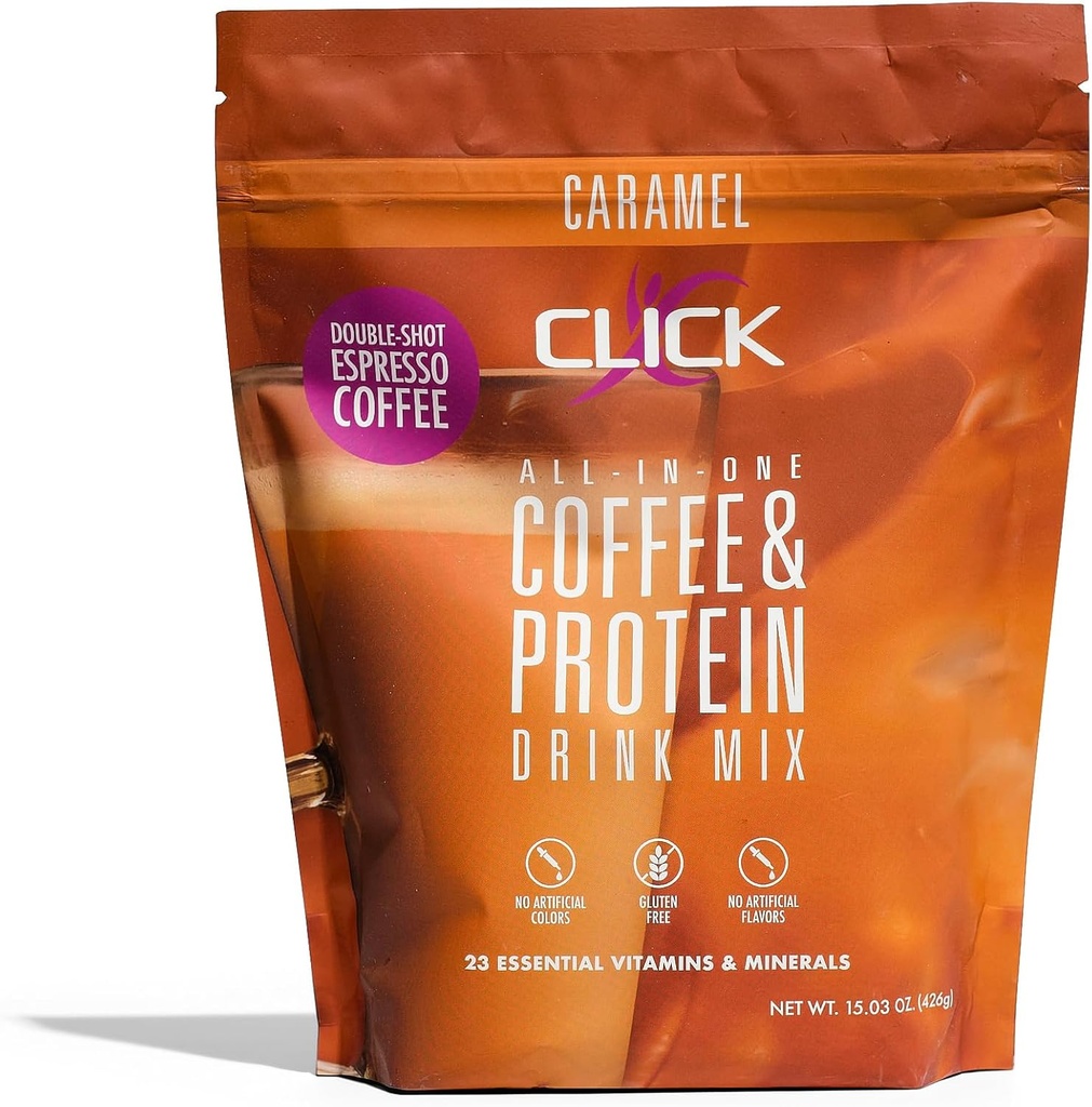 Klicken Sie auf Kaffee Protein Pulver | Double Shot Espresso | 16g Protein | 23 Essential Vitamine | Low Calorie Meal Ersetzung | 150mg Koffein | Glutenfrei | Keine künstlichen Aromen oder Farben | Caramel