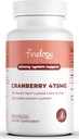 Pilules de canneberge 475mg, 60 Capsules végétaliennes pour le traitement urinaire de la santé et le soutien de la poudre de canneberge concentrée, non-OGM, supplément de canneberge sans sucre, 2 mois d'approvisionnement