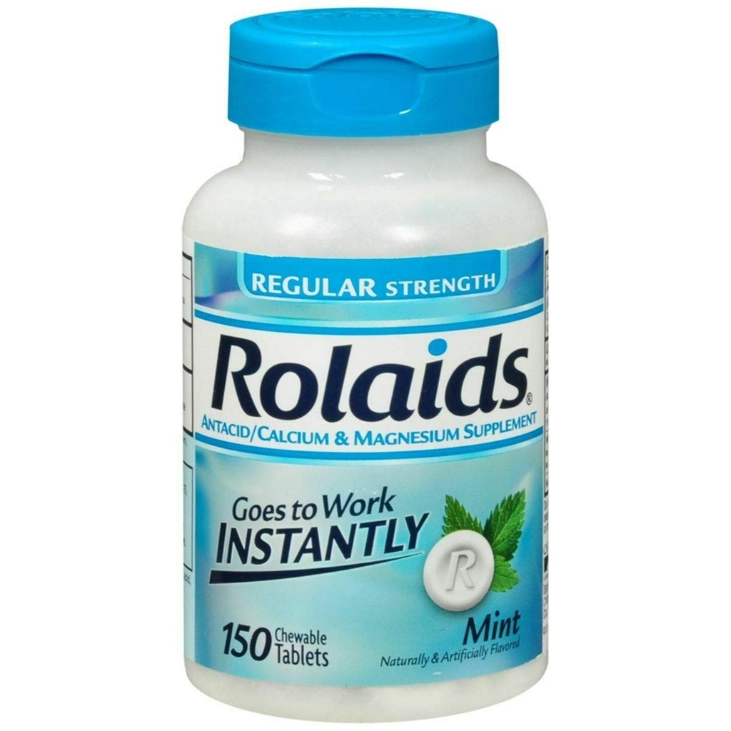 Rolaiden - 20284 Antacid, Regular Strength Tablets, Mint, 150 Count