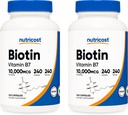 Nutricost Biotin (Vitamin B7) 10.000mcg (10mg), 240 Caps (2 Flaschen) - Non-GMO, Glutenfrei