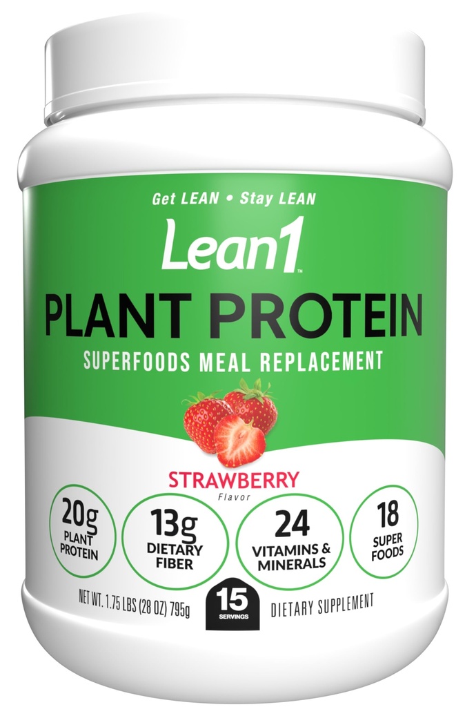 Lean1 Pflanzenbasiertes Proteinpulver, Meal Ersatz, Erdbeergeschmack, 15 Portionen