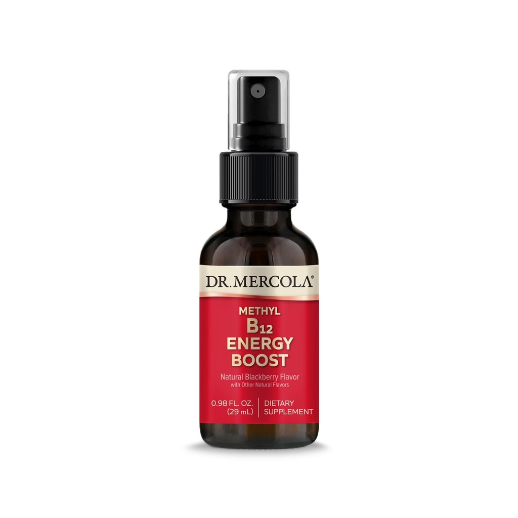 Dr. Mercola Methyl B12 Energy Boost Spray, 0.98 Fl. Oz. (29 mL), 39 Servierungen, 1.000 mcg pro Servierung, Nahrungsergänzung, Unterstützt Mental Focus, Non-GMO