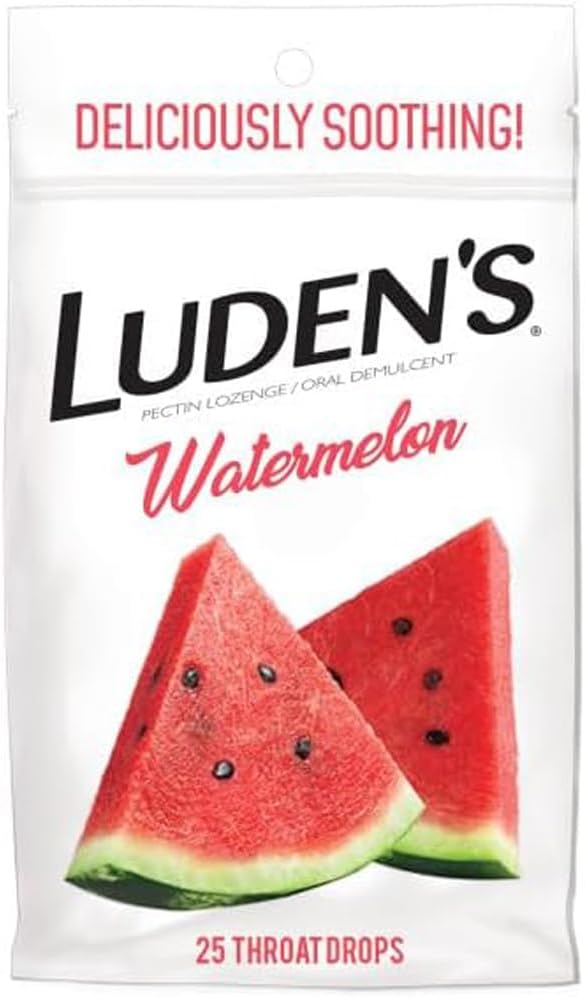 Les gouttes de gorge apaisante de Luden, pastèque, 25 ct (paquet de 1)