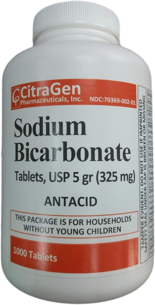 Natriumbicarbonat-Tabletten USP 325 mg (5 Gramm) für das Relief von Säure Verdauung, Sour Stomach & Upset Stomach 1000 Tabletten pro Flasche von CitraGen Pharmaceuticals Inc.