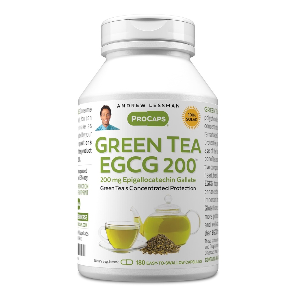 ANDREW LESSMAN Grüner Tee EGCG 200mg - 180 Kapseln - 200 mg EGCG, Leistungsstarke Antioxidante Unterstützung für gesunde Leberfunktion, Immun-, Gehirn-, Herz- und Kreislaufsysteme. Keine Zusatzstoffe
