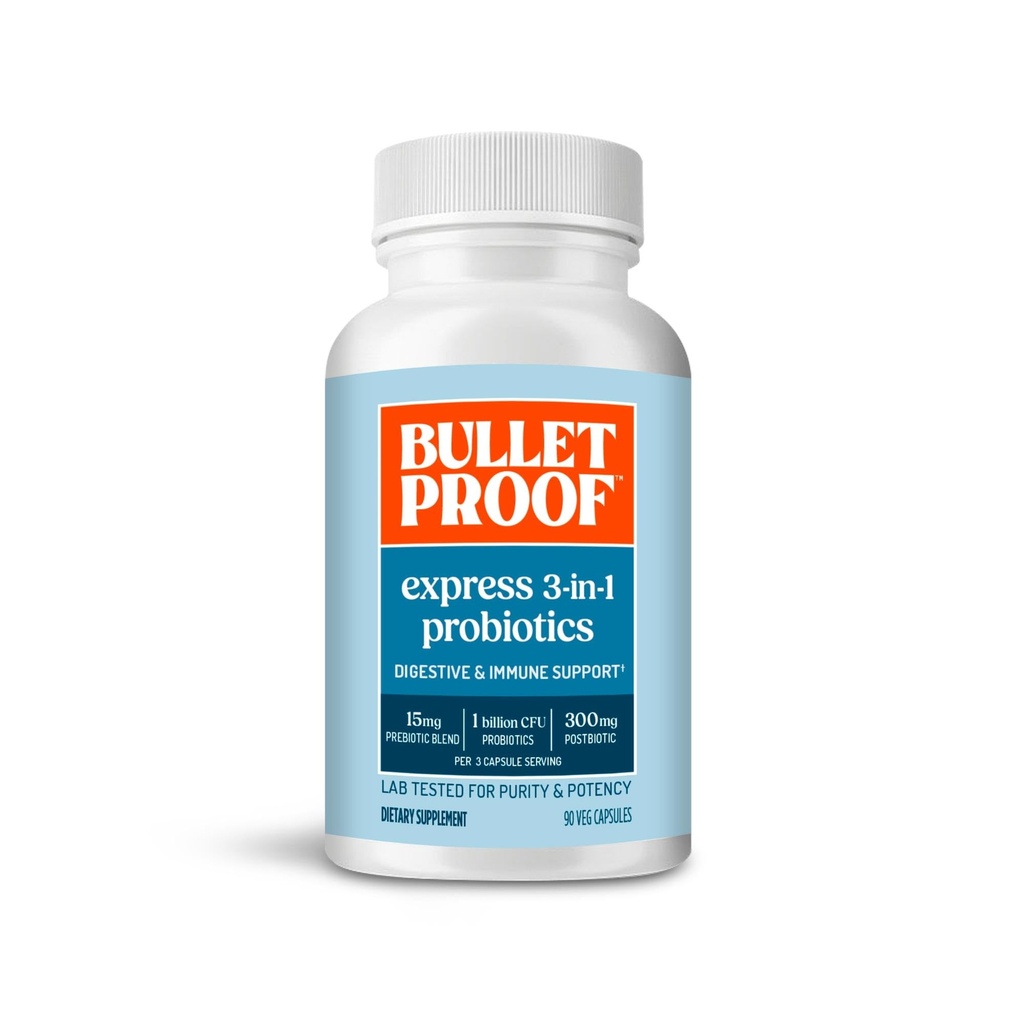 Bulletproof Express 3-in-1 Probiotic, 90 Count, Ergänzung für schnelle und nachhaltige Gutgesundheit