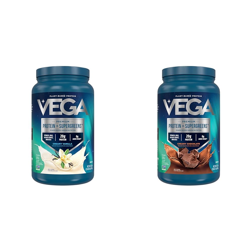 Vega Protein & Greens Bundle, Schokolade + Vanille (25 Portionen pro) - Pflanzenbasiertes Proteinpulver, Keto-Friendly, Glutenfrei, Non Dairy, Vegan, Non Soy, Non GMO, Lactosefrei
