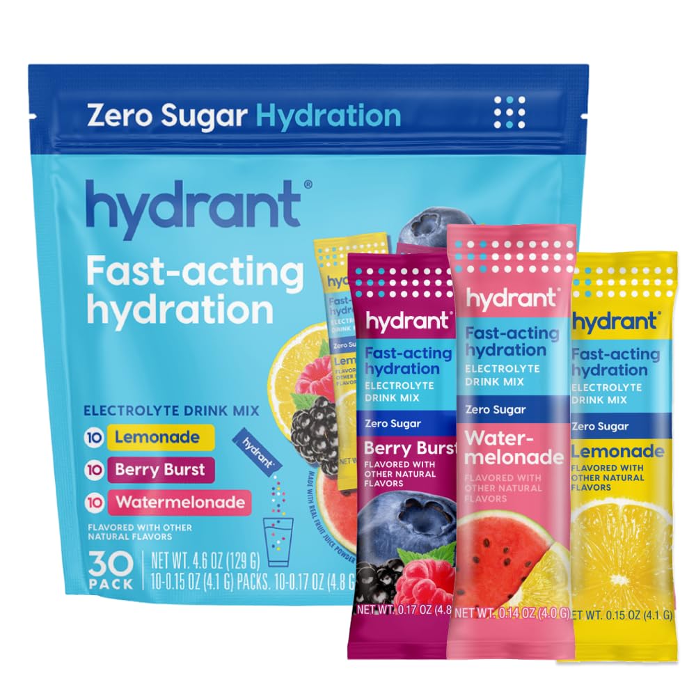 Hydratant - Pack de variétés de poudre d'hydratation, 30 packs individuels de réhydratation instantanée sans sucre d'électrolyte - Zéro mélange de boisson de sucre pour une utilisation quotidienne, des voyages et des séances d'entraînement