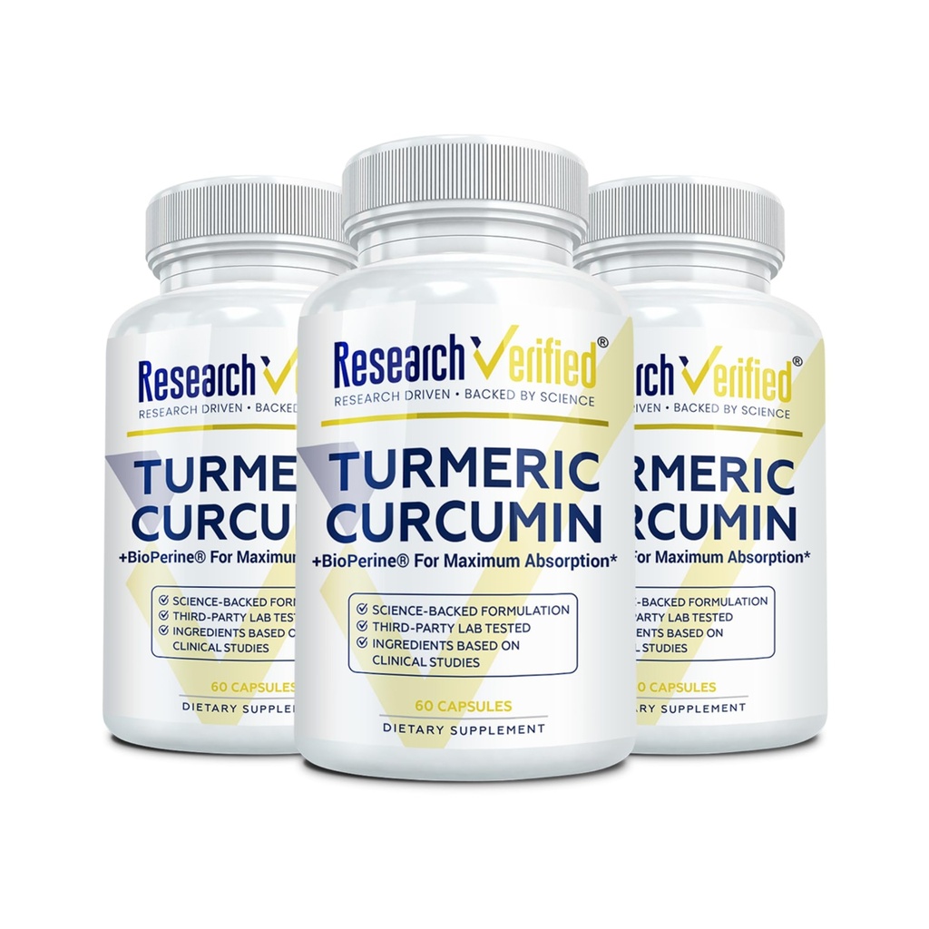Forschung Verified Turmeric Curcumin - mit BioPerine, Curcumin C3 Complex - Vegan - Made in The USA - 180 Capsules - Made in The USA