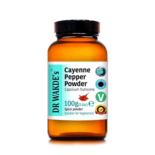 DR WAKDE Cayenne Pfefferpulver (Capsicum frutescens) - 100g (3.5oz) | Reines, rohes und getrocknetes Pulver | Ayurvedic Herb | Vegan |