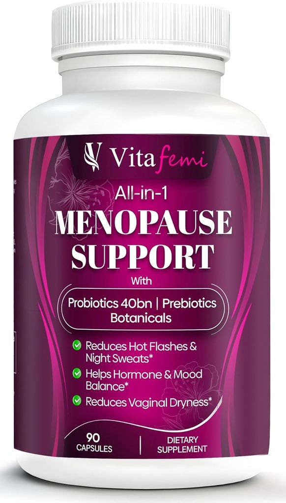 Bestbewertete hochwirksame Menopause Unterstützung, Menopause Probiotika, Hot Flashes, Night Sweats, Hormon Balance, Mood Swings, DIM, Black Cohosh, Dong Quai, 40Bn CFU
