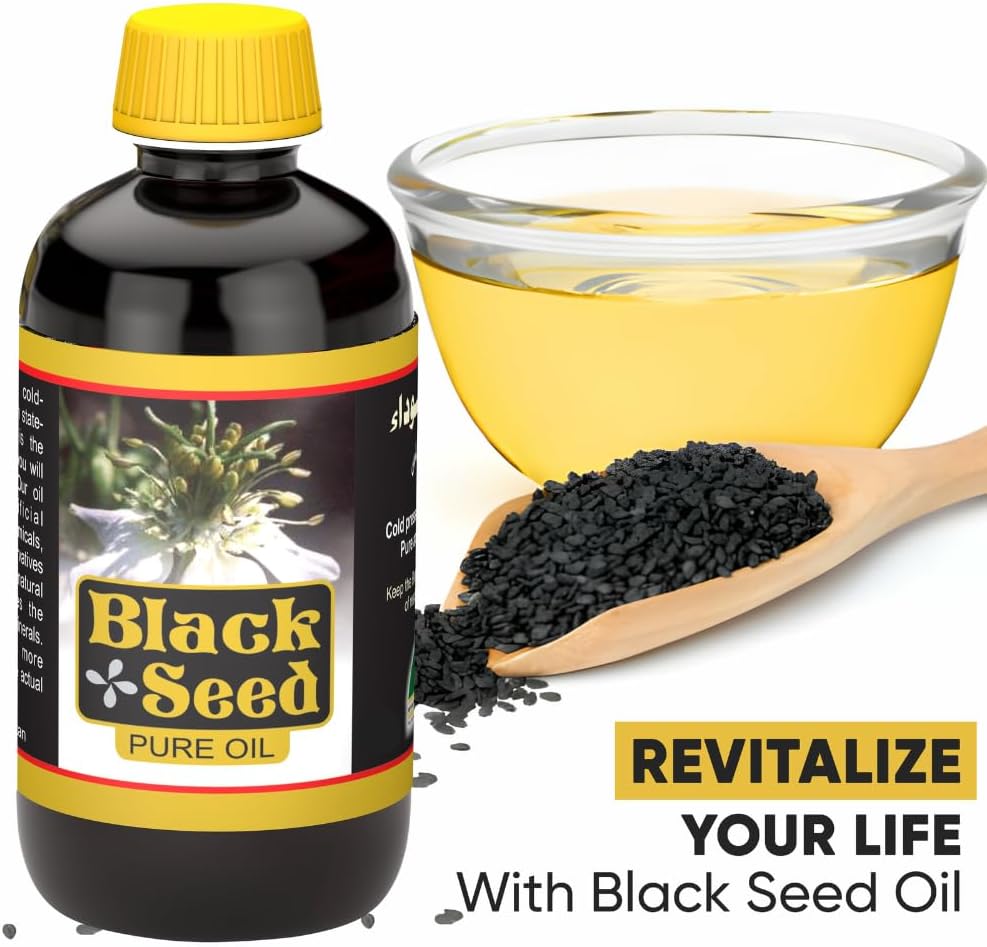 HERBOGANIC 100% kalt gepresstes schwarzes Seedöl 16oz | Nigella Sativa unterstützt bei Verdauung und insgesamt gut sein |Non GMO Black Cumin Seed Oil