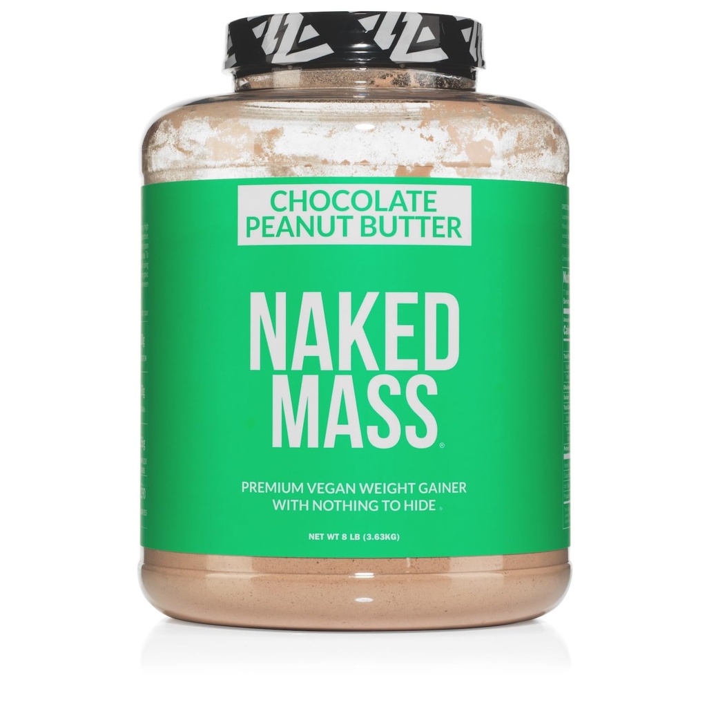 NAKED Masse végétalienne - Beurre d'arachide au chocolat - 1,290 Calories, Rien d'artificiel, Tous naturels chocolat PB gaineur de poids en poudre de protéines, sans OGM, sans soja et sans gluten - 8LB vrac - 11 portions