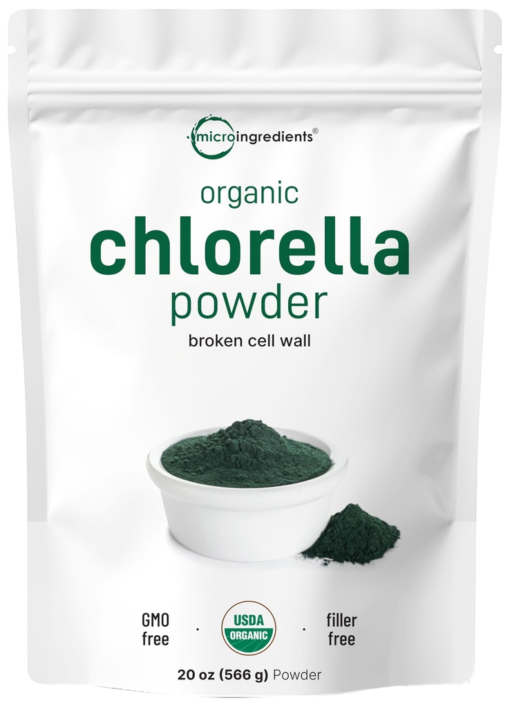 Micro Ingredients Organic Chlorella Powder, 20 Unzen | Gebrochene Zellwand für vollständige Absorption | Raw Superfood Supplement, Rich in Protein & Vitamine | Non-GMO, Vegan, Non-Irradiated