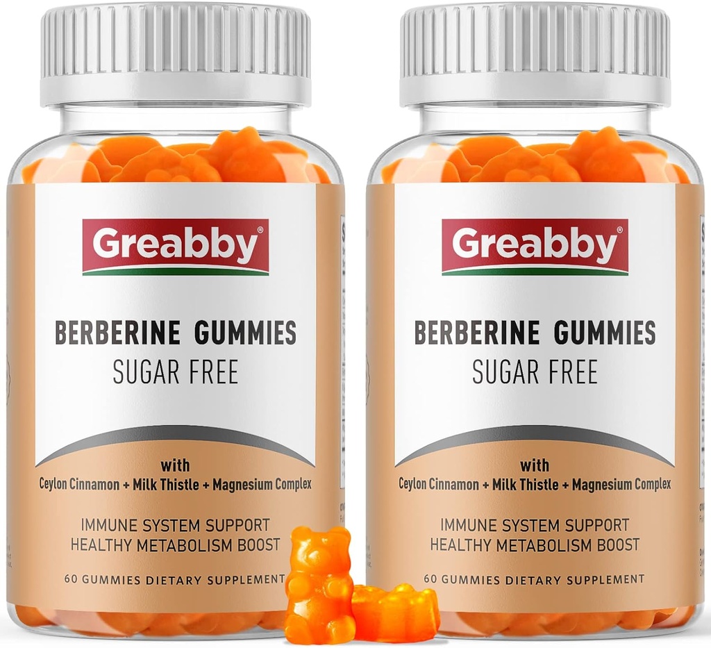 Berberine mit Ceylon Cinnamon Supplement - Berberine Gummies, Organic Berberine HCL 1200 mg für Erwachsene, Immunsystemunterstützung, Sugar Free, GMO Free, Gluten Free, 120 Gummies