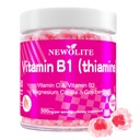 Vitamin B1 Gummies Kaubares Thiamin 500mg & Vitamin B3 & Vitamin C,Sugar Free - Non GMO, Vegan,Natural Peach Flavor - Thiamine B1 Supplement für Erwachsene & Kinder