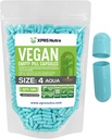 XPRS Nutra Taille 4 Capsules vides - 500 Compter les petites capsules végétales vides - Garniture de capsules végétales bricolage - Remplir Do-It-Youlf rechargeable Caps de pilules veggie pour suppléments (Aqua)