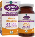 Vital Planet - Intensive Pflege Gas & Bloating Probiotika, Präbiotika, Postbiotika, Parabiotika, 4-in-1 Gekühlte Beilage für Erwachsene, 65 Billion CFU, 65 Strains, Verdauung und Immune, 30 ct