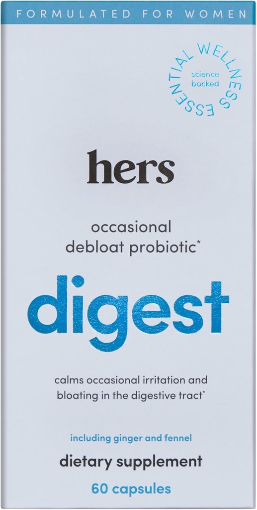 Hers Digest Supplement - Frauen Probiotische Ergänzung zum Entlüften - Unterstützt gesunde Verdauung - Vegetarisch - 60 Kapseln