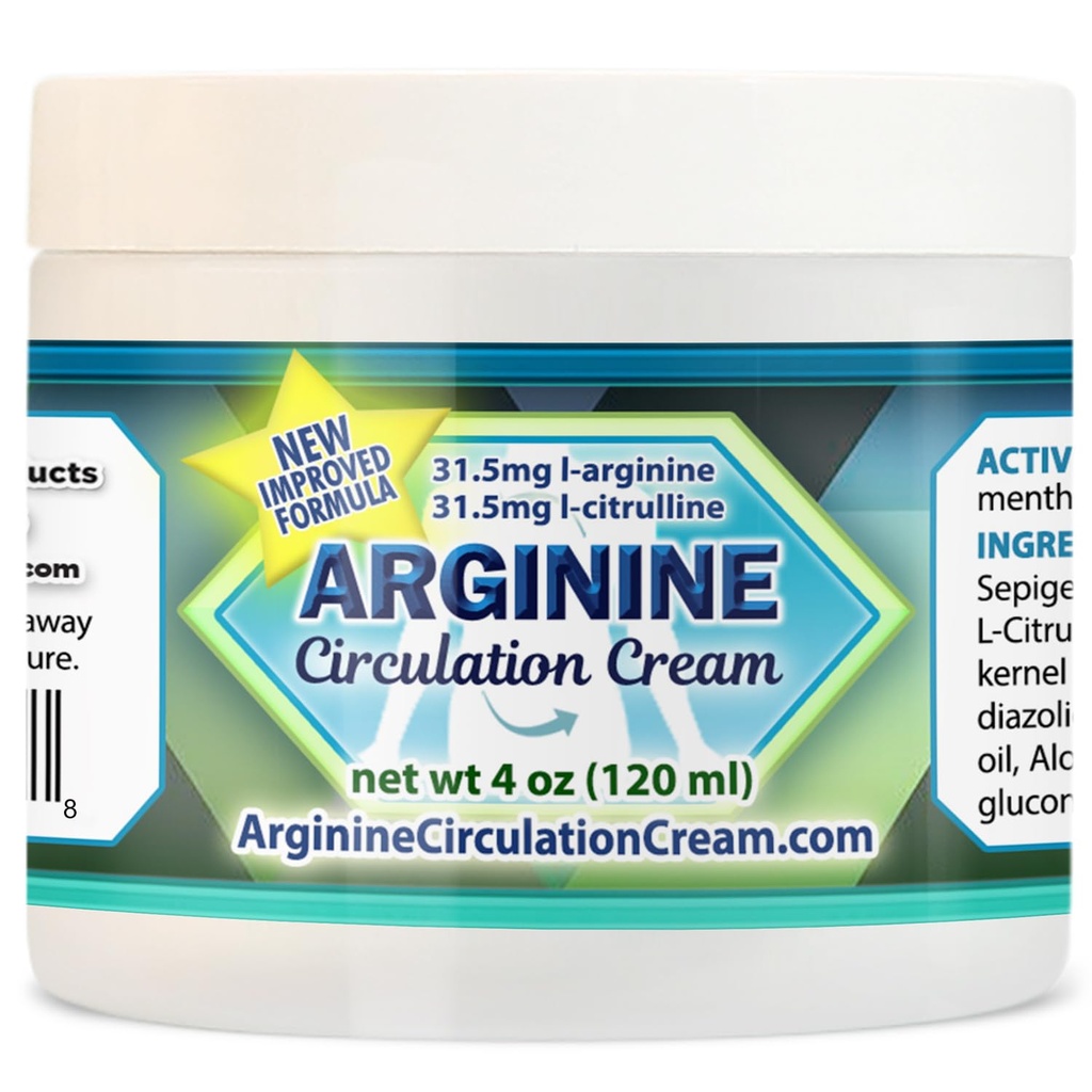 Arginine Zirkulationscreme 4 oz - Menthol, L Arginine & L Citrulline Lotion - Unterstützt gesundes Bein- und Körperblutfluss - Ganze Familienprodukte
