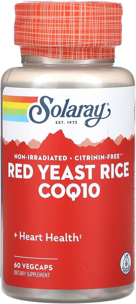 Solaray Red Yeast Rice Plus CoQ-10-60 Capsules végétariennes