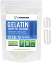 XPRS Nutra Größe 5 Leere Kapseln - 500 Graf Sehr kleine klare leere Gelatine Kapseln - Pillen DIY Kapsel Füllung - Fillable Pillen Gel Kapseln für Do-It-Yourself Vitamin Ergänzungen
