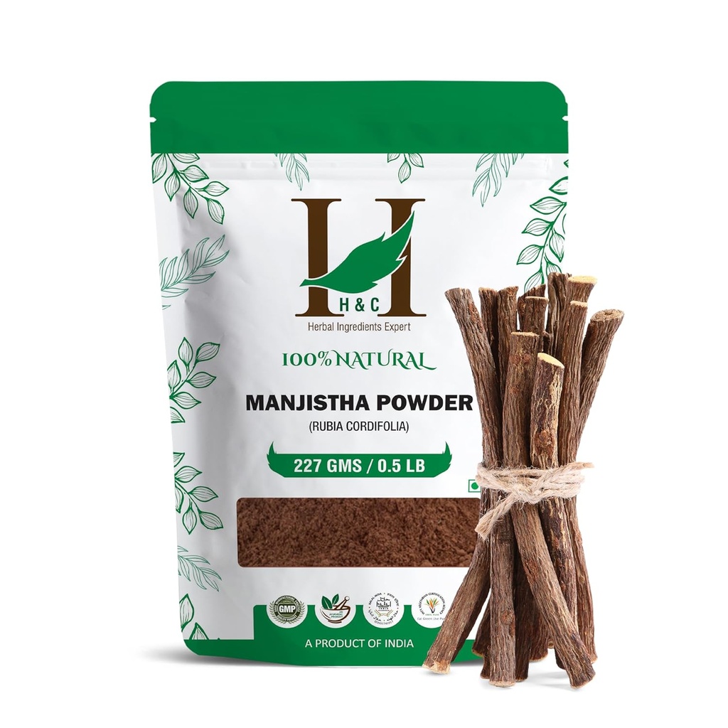 H&C 100% naturel Manjistha poudre- Rubia Cordifolia- 227gms /0,5 LB