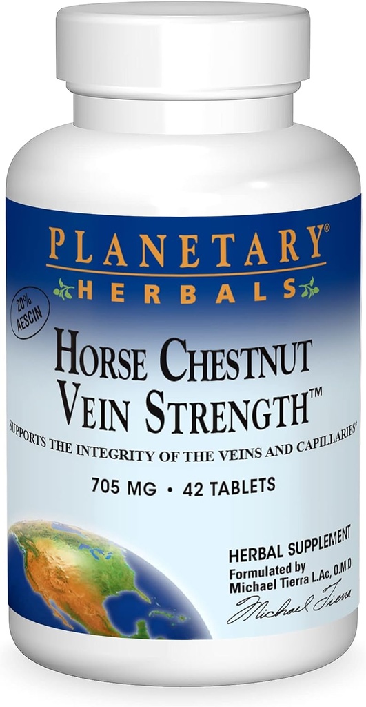Planetary Herbals Horse Chestnut Vein Strength, unterstützt die Integrität der Venen und Kapillaren*, 705 mg - 42 Tabletten